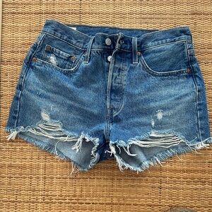 Levi's Distressed Blue Denim Cutoff Shorts